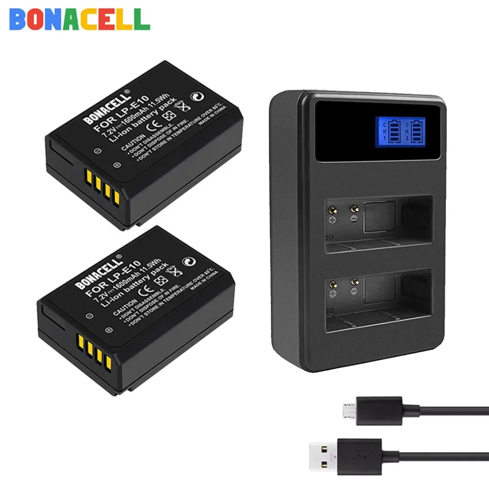 LP-E10 LP E10 Digital Camera Battery + Dual LCD Charger for Canon Rebel T3 T5 T6 Kiss X50 X70 EOS 1100D 1200D 1300D | Электроника