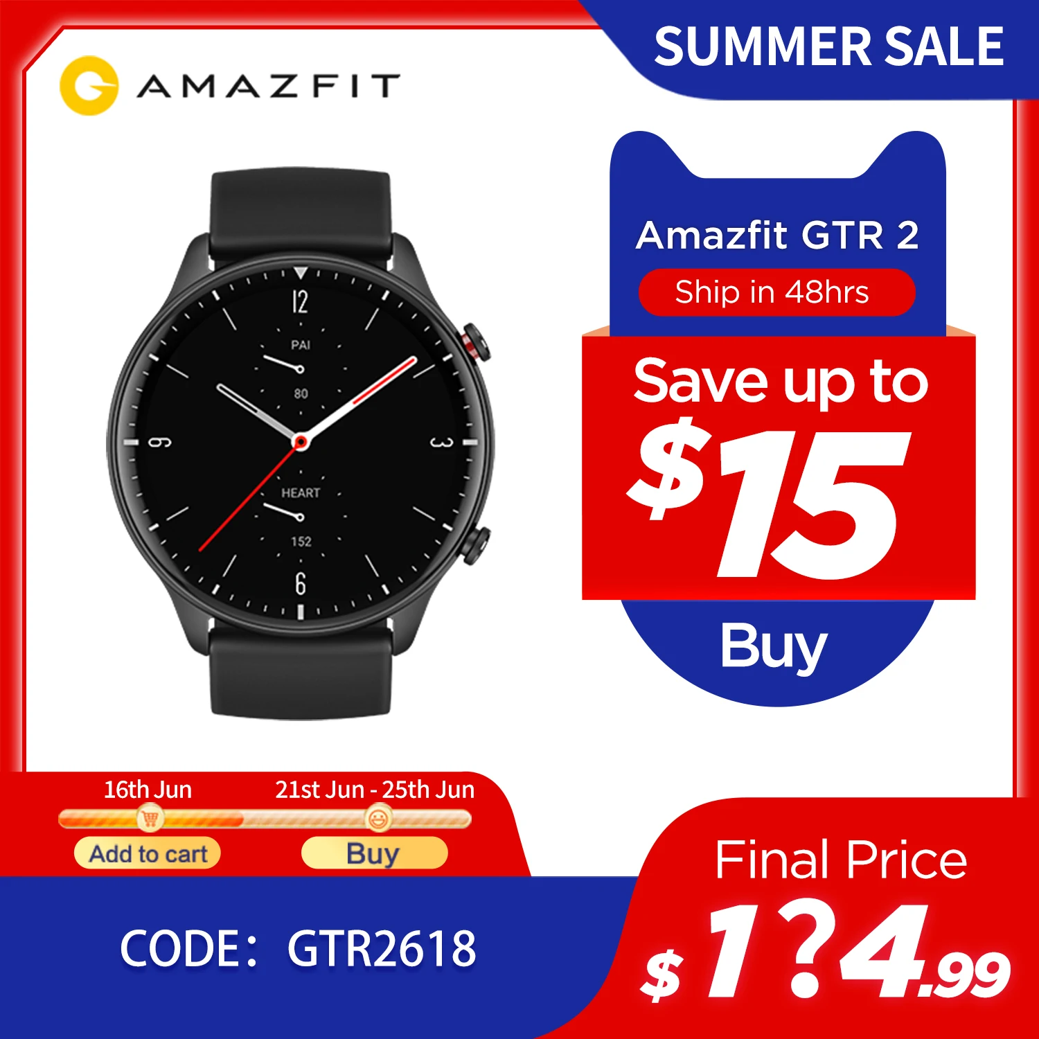  New Amazfit GTR 2 Smartwatch 14 Days Battery Life 5ATM Confident Time Control Sleep Monitoring Smart Watch For Android iOS Phone 