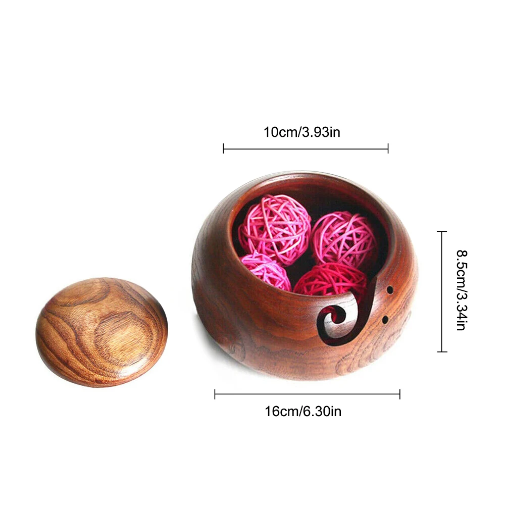Exquisite High Quality Hand-Carved Wooden Wool Yarn Storage Bowl Crochet Woven Accessories Bag |