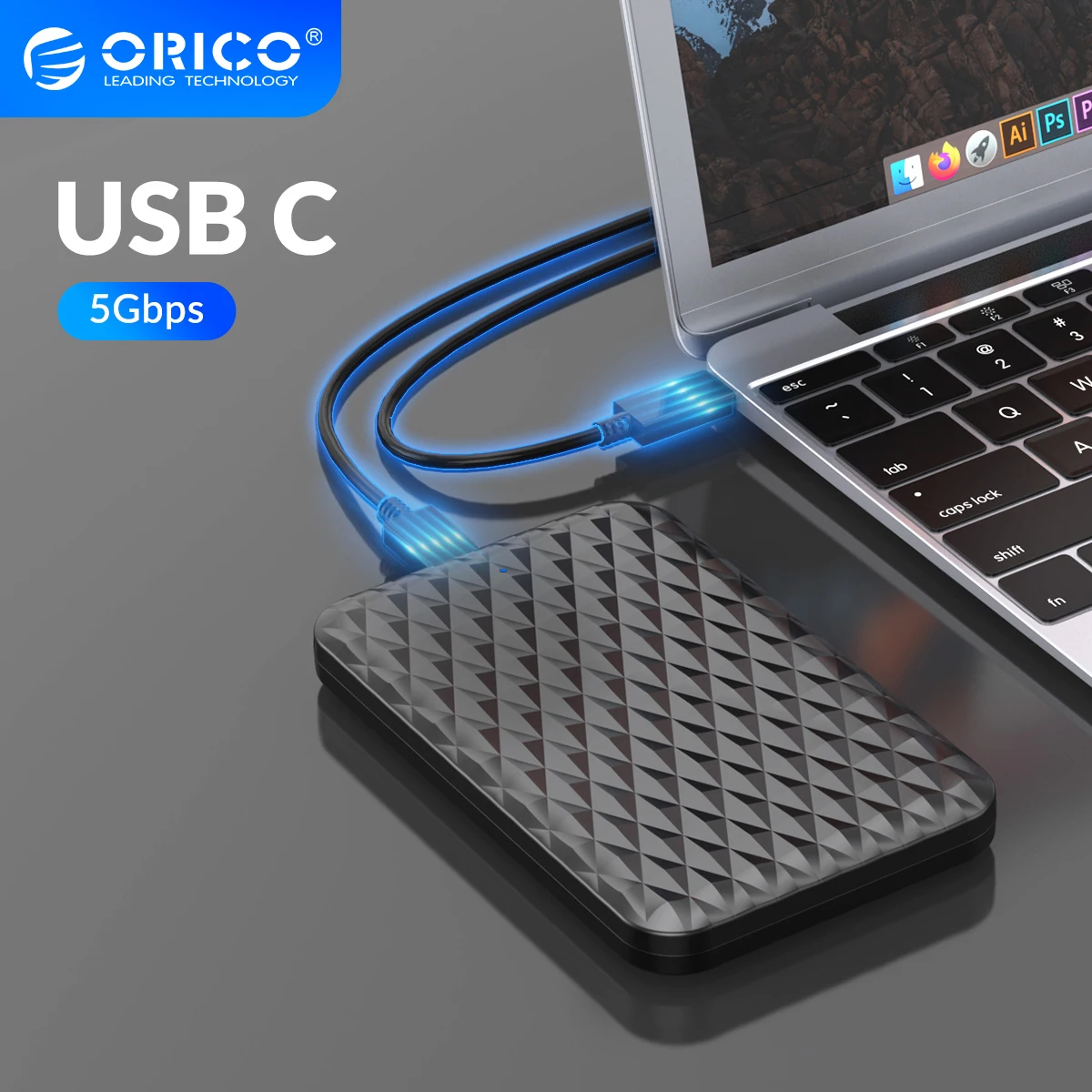 Корпус для внешнего жесткого диска ORICO, SATA на USB 3,1, 2,5 дюйма, 2,5-9,5 мм - изображение