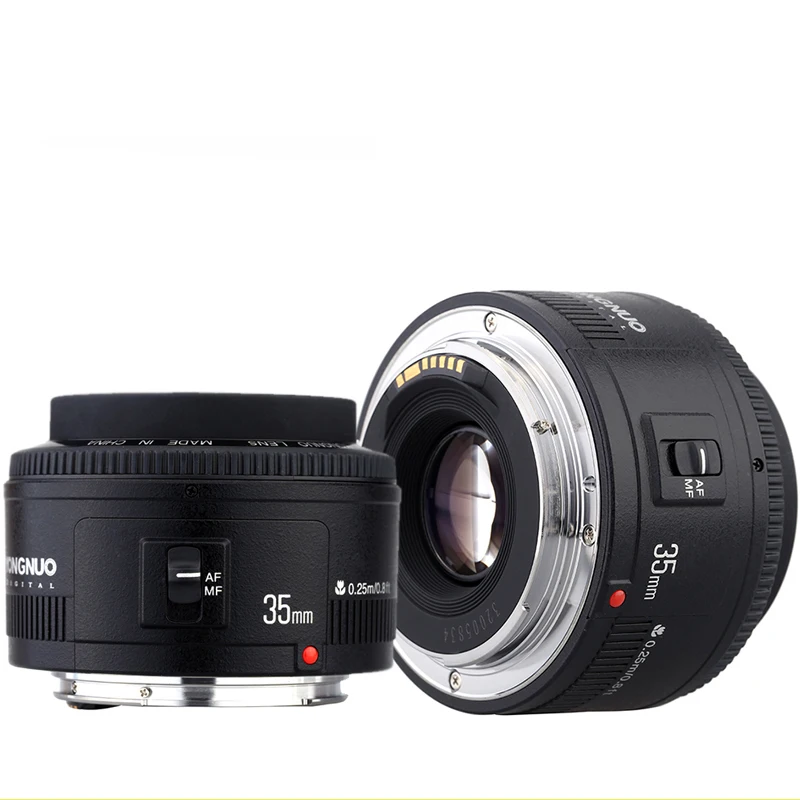 Объектив 35 мм Yongnuo F2.0 фотолинза широкоугольная ручной и фиксированный автофокус