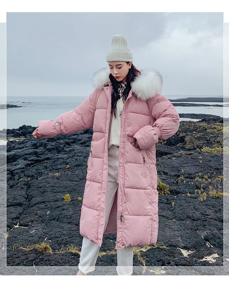 Шикарная длинная шуба с капюшоном Winter Down Coat хлопковая куртка