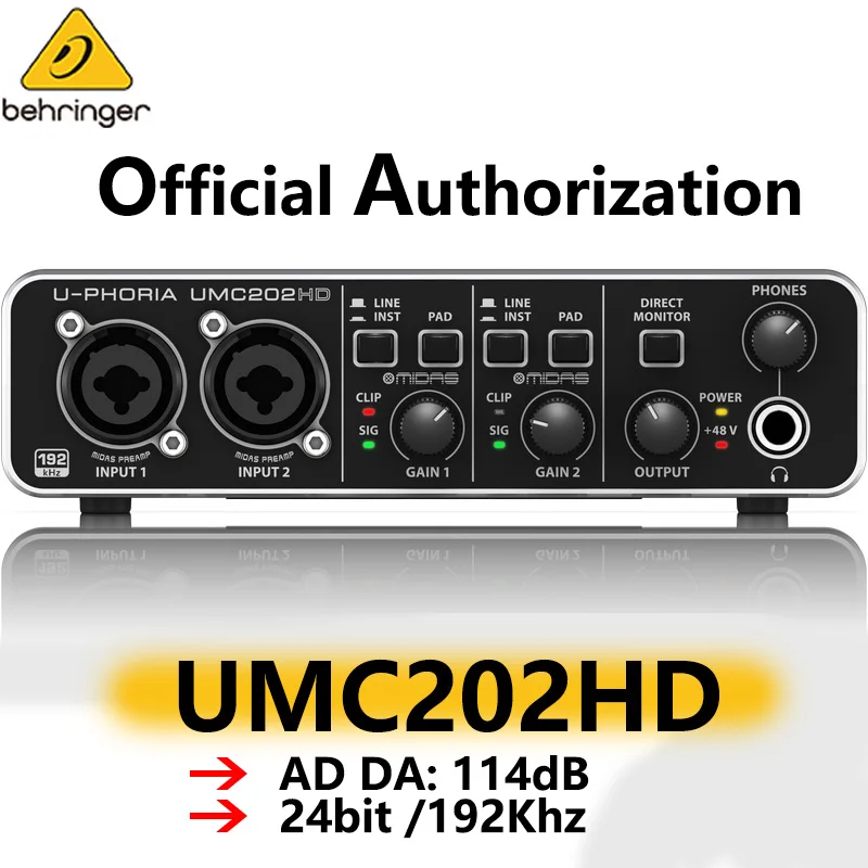 behringer umc202hd audio interface soundkarte elektrische gitarre live aufnahme externe professionelle focusrite scarlett 2i2 free global shipping