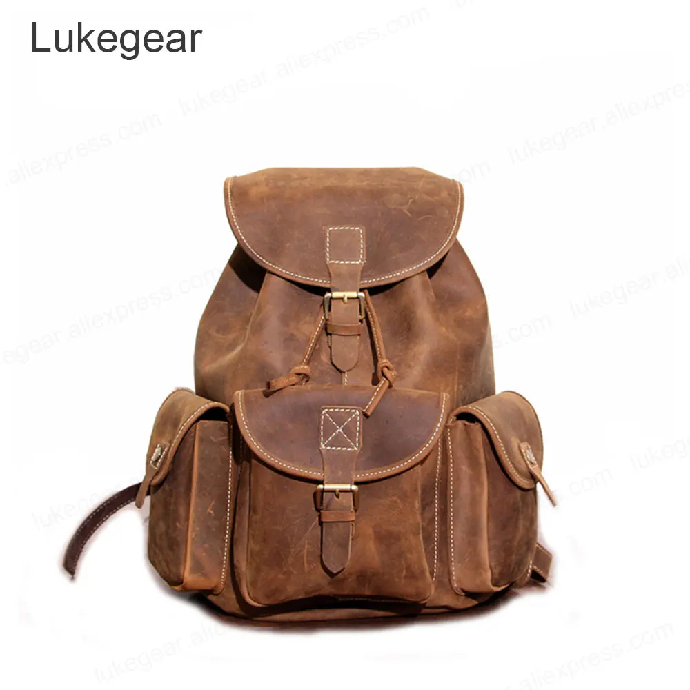 Рюкзак ручной работы из натуральной кожи для мужчин и женщин винтажные рюкзаки