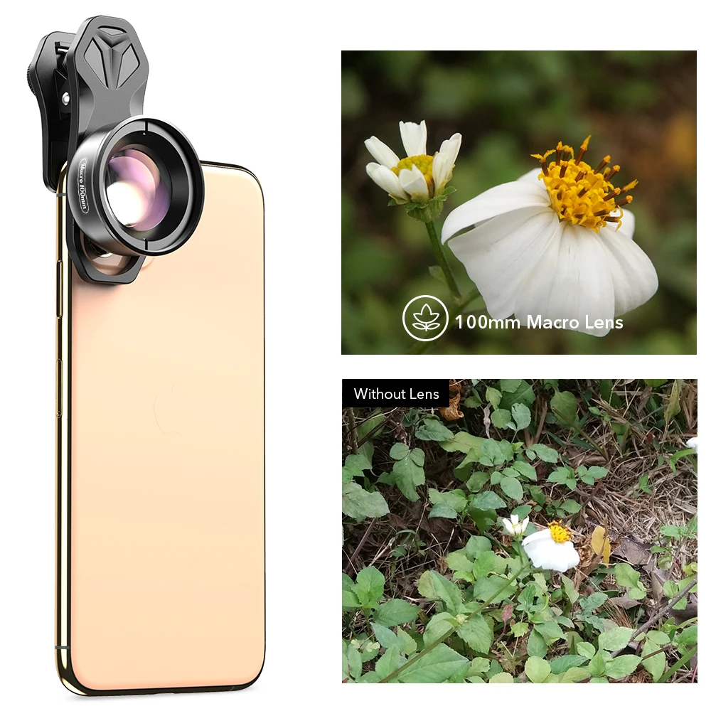 Lente de tel&eacute;fono de c&aacute;mara APEXEL lente macro de 100mm 4 K HD super macro lentes + CPL + filtro de estrella para iPhonex xs max Samsung s9 todo smartphone-3
