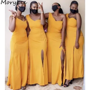 Bridesmaid Dresses One Shoulder Side Slit Spandex Satin Mermaid Bridesmaid Dresses With Zipper Wedding Party Bridemaid Gowns Bridesmaid Dresses One Shoulder Side Slit Spandex Satin Mermaid Bridesmaid Dresses With Zipper Wedding Party Bridemaid Gowns