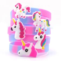 5ps rainbow unicorn party rubber bangle bracelet birthday party decorations kids gift baby shower decorations event party favors
