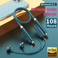 108 hour bluetooth earphones wireless headphone stereo hifi bass headset neckband sports waterproof noise reduction with mic