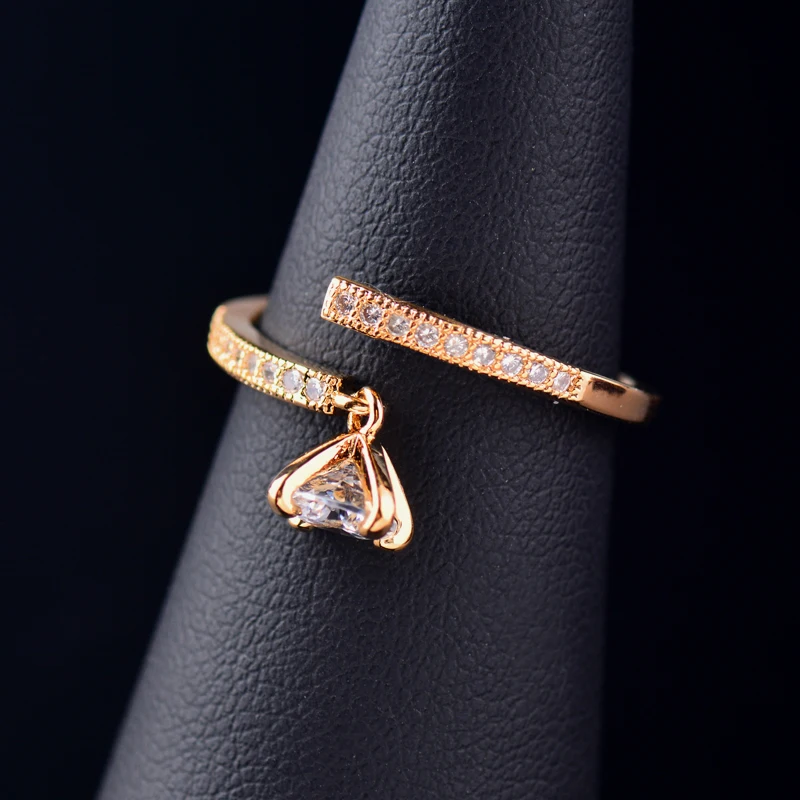 SINLEERY корейское модное кольцо Регулируемый размер кубический циркон кристалл