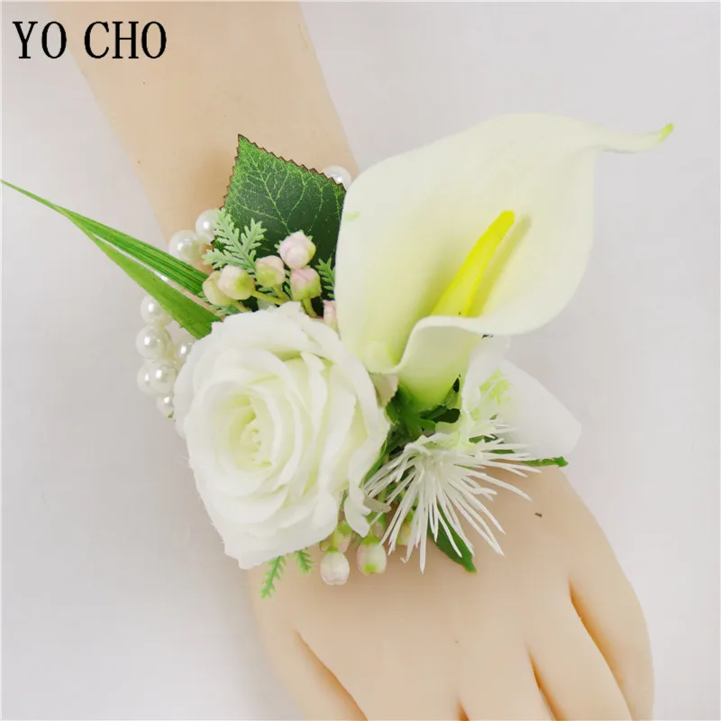 Букет невесты Мода Высокое качество 1 шт. Калла Лилия Цветок Корсаж Женихи Для