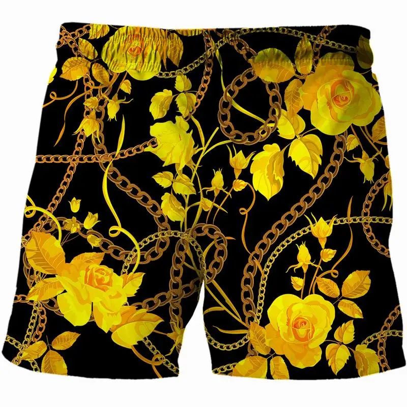 

2021 summer Sumptuous beach board 3d printed Chain swim shorts quick dry pants swimsuit men's casual running shorts Men clothing