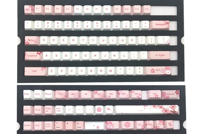 Cherry blossom, 126 клавиш, полный набор, механическая клавиатура, PBT, Пять клавиш для сублимации лица, для механической клавиатуры