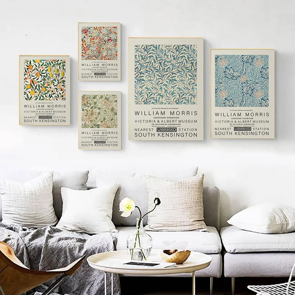 

William Morris Exhibition Poster Vintage Floral Art Print Botanical Canvas Painting Modern Wall Picture Living Room Home Decor