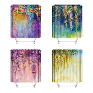 Водостойкая Цветочная занавеска для ванной с цветочным принтом, прочная водонепроницаемая занавеска для ванной, креативная декоративная занавеска для ванной