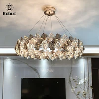 kobuc new hot sale luxury k9 crystal chandeliers for living room bedroom metal led chandelier indoor lighting house decoration