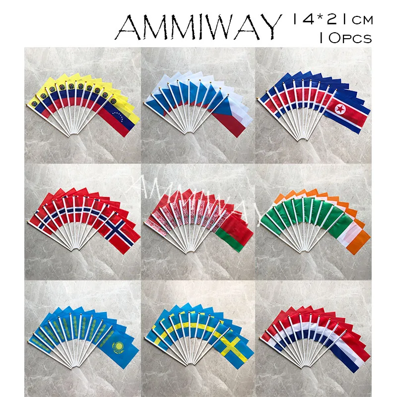 AMMIWAY 14x21 см 10 шт. украинский японский F1 гоночный кариертен Литва ручной флаг
