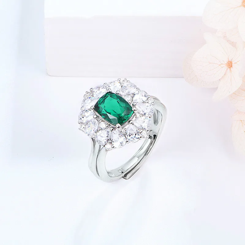 

Rings 925 Sterling Silver Emerald Created Moissanite Diamonds Gemstone Wedding Engagement Luxury Ring For Women Fine Jewelry