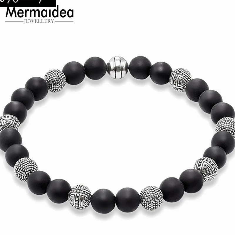 Браслет с посеребренными бусинами Rebel Модная бижутерия подарок для мужчин и