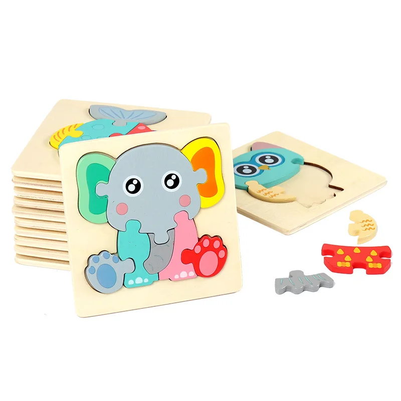 

Baby 3D Wooden Puzzle Educational Toys Early Learning Montessori Toys For Kids Cartoon Grasp Intelligence Puzzle Wooden Toys
