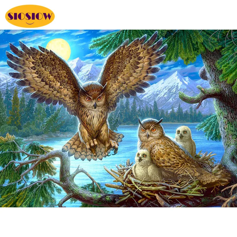 Алмазная живопись 5d 3d сделай сам картина с полными квадратными стразами совы