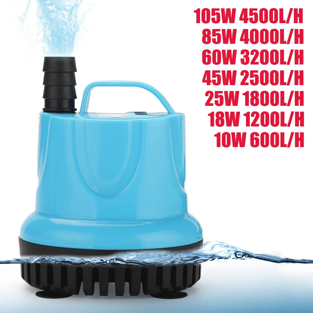 

10/18/25/45/60/85/105W 600-4500L/H Submersible Water Pump 220V Aquarium Fish Pond Tank Spout Marin Temperature Control Clean