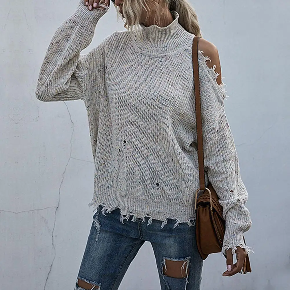 

Women Stylish High Collar Batwing Sleeve Knitted Top Top Knitted Blouse Batwing Sleeve for Office