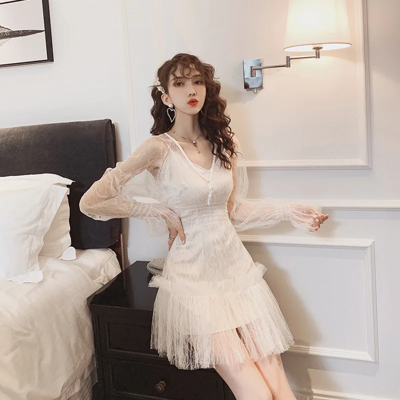 Женское Прозрачное платье мини белое ТРАПЕЦИЕВИДНОЕ ПЛАТЬЕ без бретелек