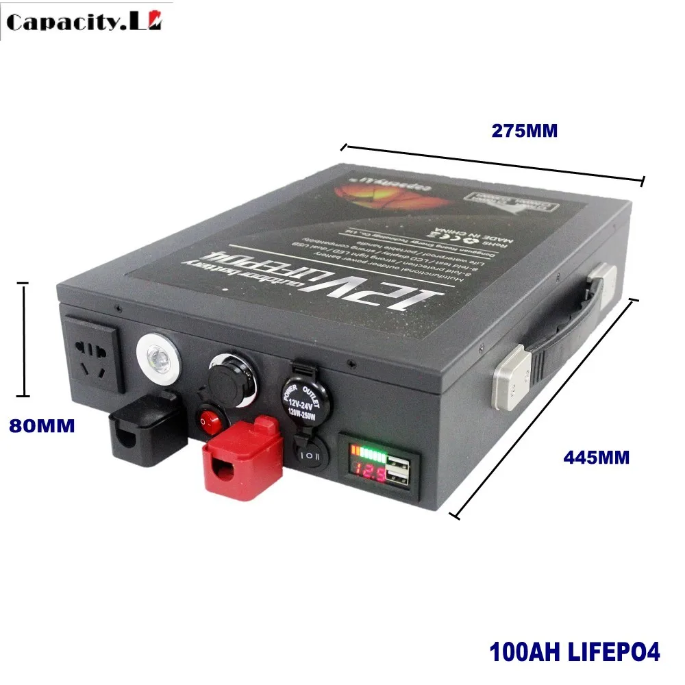 12V батарея lifepo4 100ah Перезаряжаемые литиевая с BMS и AC220V 300w б/у для приготовления пищи