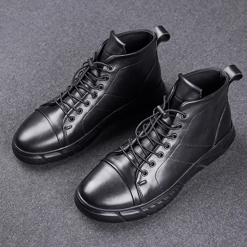 

Autumn Winter Fashion New crocodile men shoes casual high-top pointed British men genuine leather shoes men's boots big szie 48