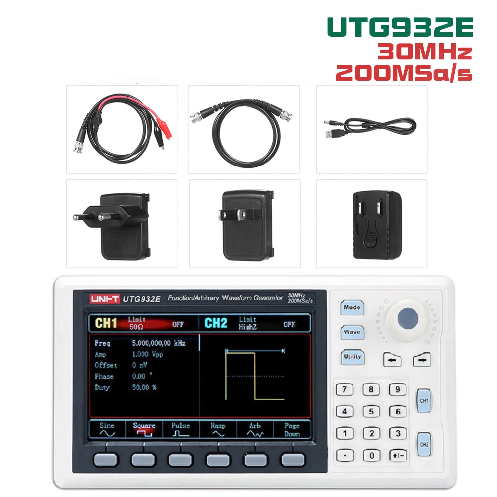 UNI T Professional UTG932E генератор сигналов 30 мгц DDS двухканальный счетчик 200MSa/s 14 бит