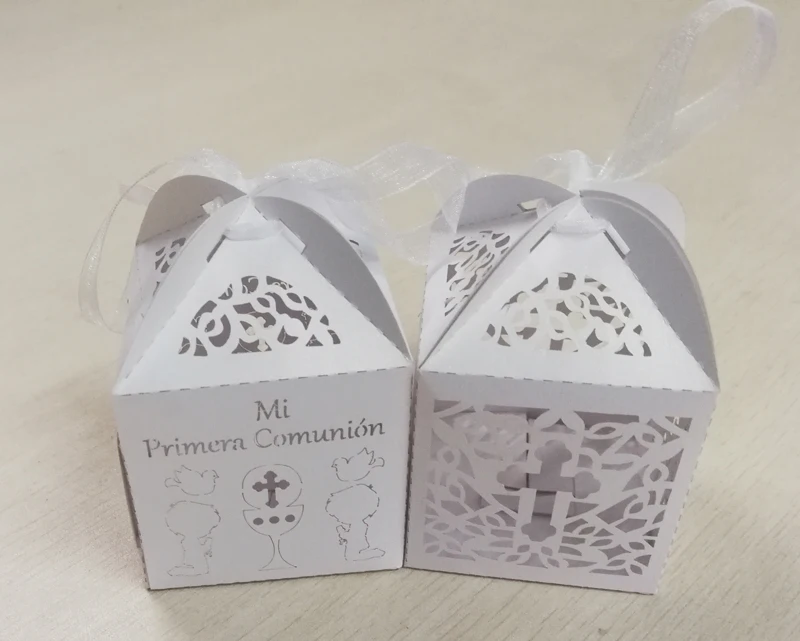 50 шт., персонализированные коробки для конфет для первого причастия, на заказ, с именем, дата, Mi Primera Comunión, коробки для конфет для детей, вечерние