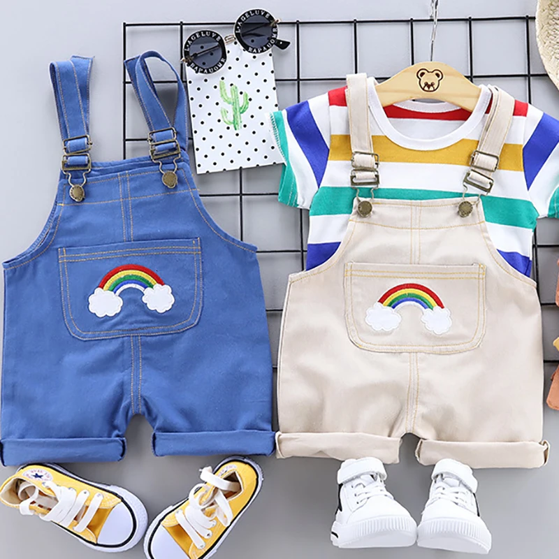 Новый костюм для маленьких мальчиков лето 2019 Повседневный Детский с короткими