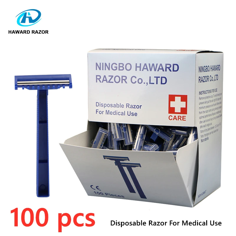 HAWARD бритва оптом 100 шт. Одноразовая Медицинская с двойным лезвием сертификацией CE