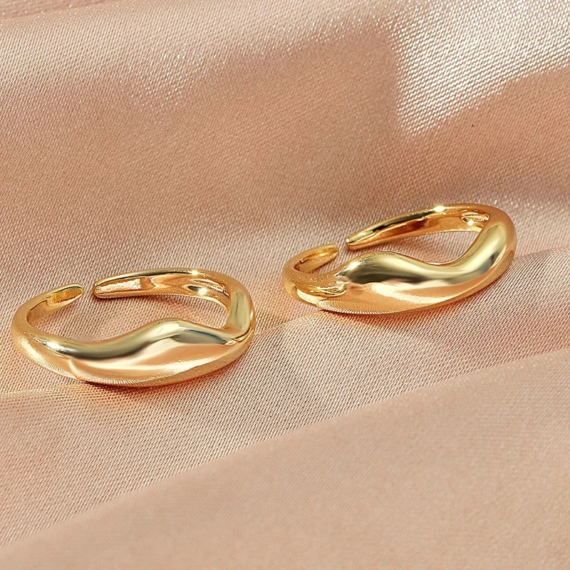 Корейский модный набор креативных колец из двух частей золотого цвета с