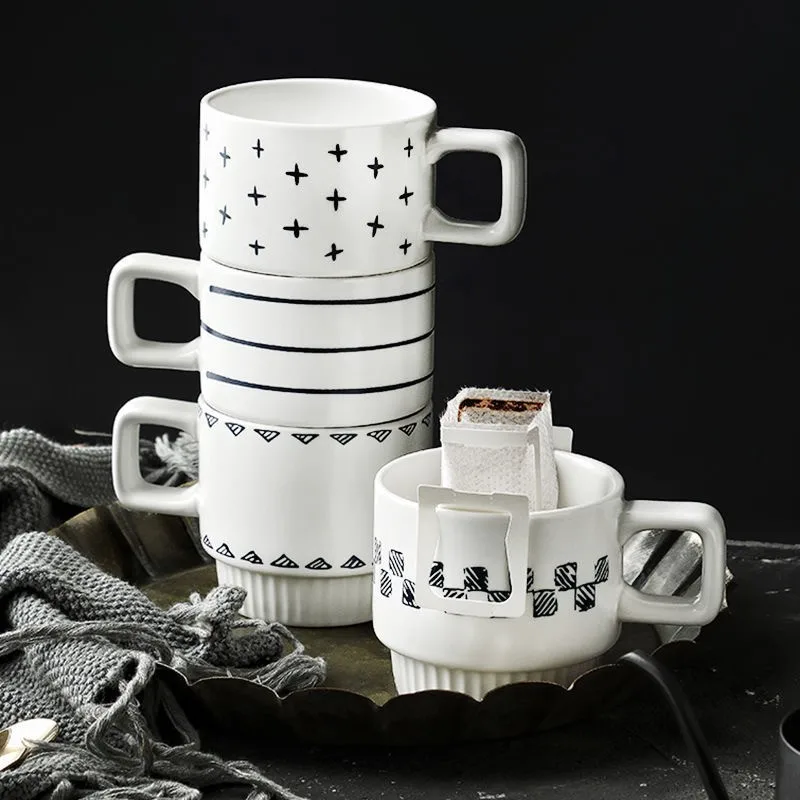 320 мл Толстая керамическая кофейная кружка с простым рисунком чашка для питья