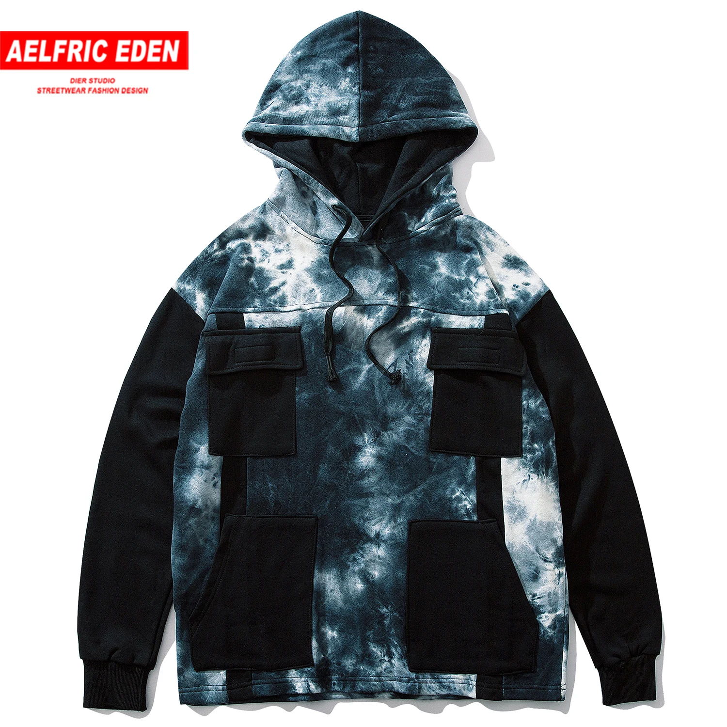 Aelfric Eden модные Лоскутные Карманы Мужские толстовки с капюшоном Harajuku мужские