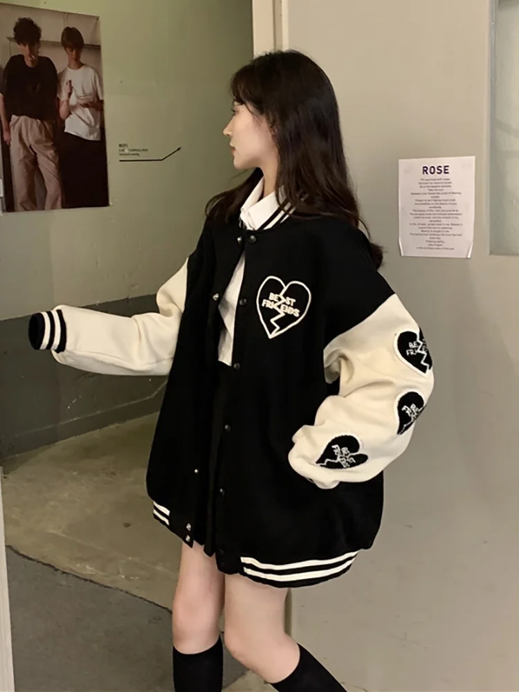 Бейсбольная куртка для женщин 2021 женская кожаная утепленная Свободная с длинным