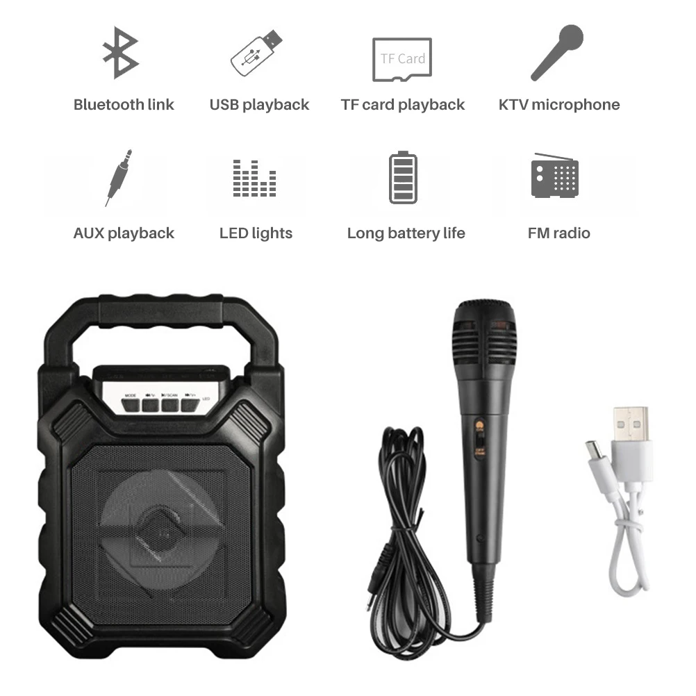 

Portable Wireless Bluetooth Speaker with 800MAH 5W 3D Surround Sound 3.5 mm AUX with Microphone Subwoofer Speaker support TF/USB
