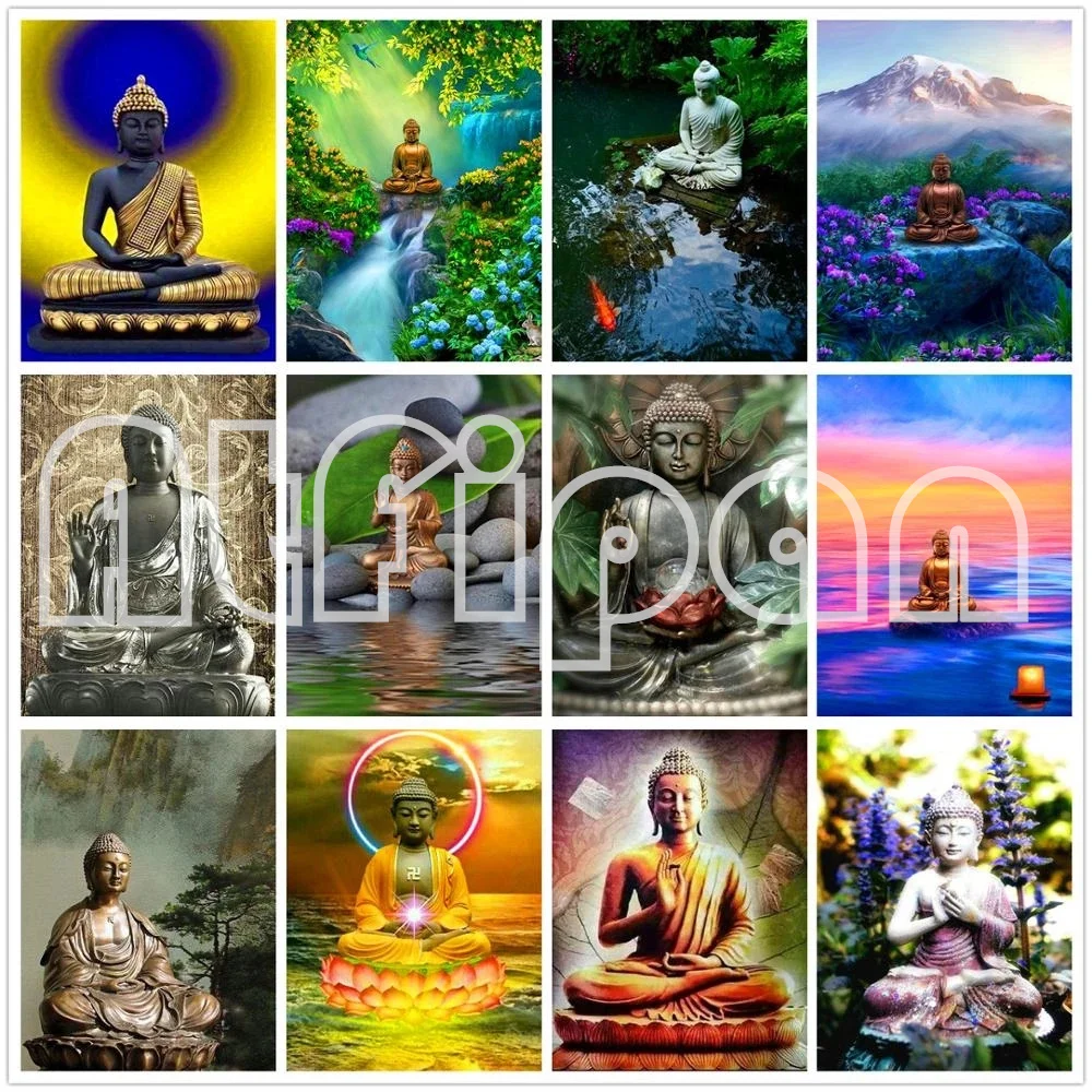 

Full Diamond 5D Religious Diamond Painting Big Buddha DIY Diamond Embroidery Kit Landscape Mosaic Home Decoration Faith Gift