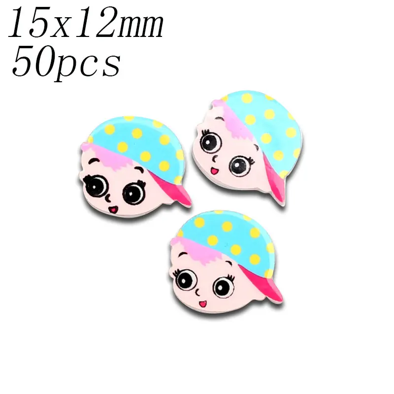 50 шт. Смешанные акриловые значки с героями мультфильмов Kawaii Flatback украшения животных ремесла значок украшения для скрапбукинга Diy аксессуары - Цвет: 15x12mm