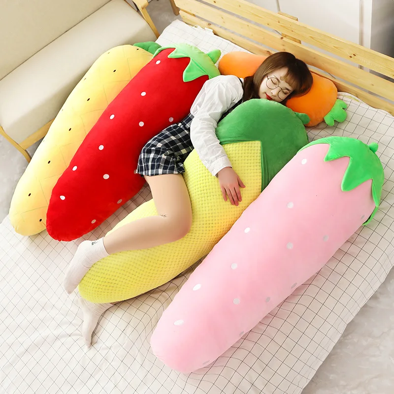 

50/70/120cm Long Plush Fruits Vegetable Plants Giant Stuffed Toy Strawberry Pineapple Cactus Corn Carrot Sleeping Pillow Decor