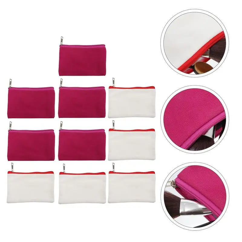 

10pcs Multi-Purpose Cosmetics Bag Canvas Makeup Pouches Toiletry Bag Pen Bag
