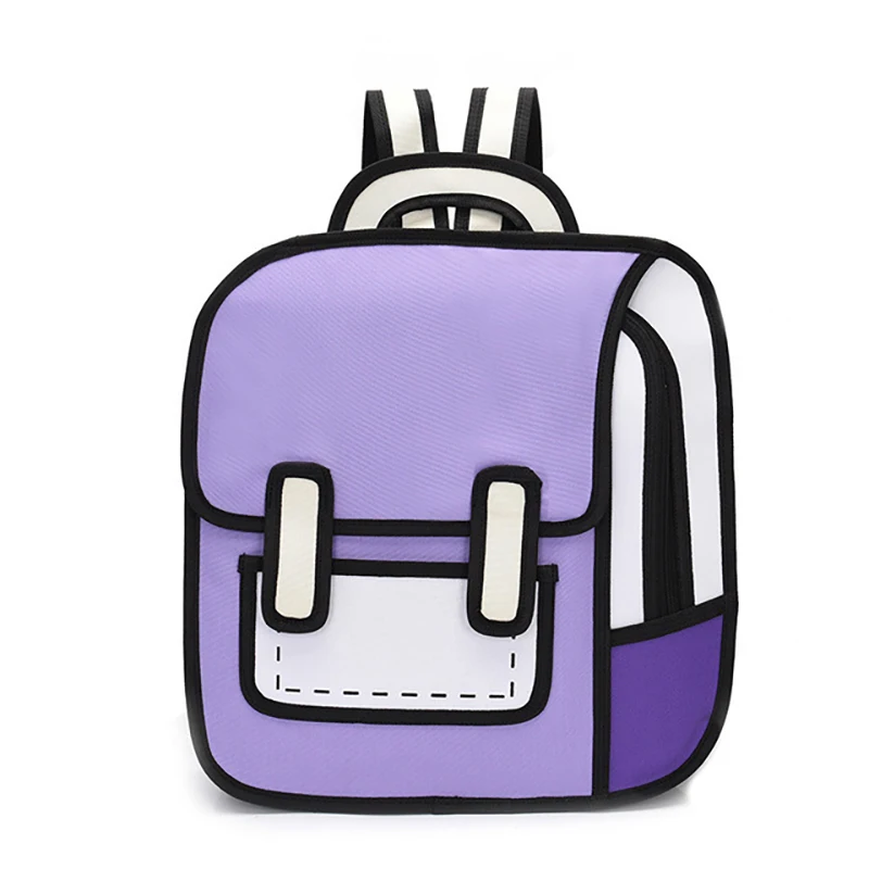 

Fashion Chic High Capacity 3d Printing Canvas Backpack Cute Cartoon School Bag 2d Drawing Backpack High Capacity Travel Backpack