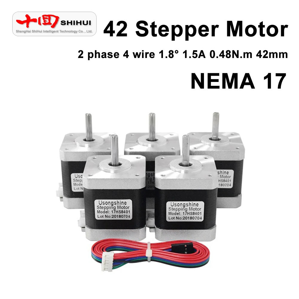 

NEMA17 1.8° 2-Phase 4-Wire Hybrid Stepper Motor 1.5A 0.48N.m 4.5W 3D Printer Motor CNC Kit 17HS8401 42 Stepper Motor