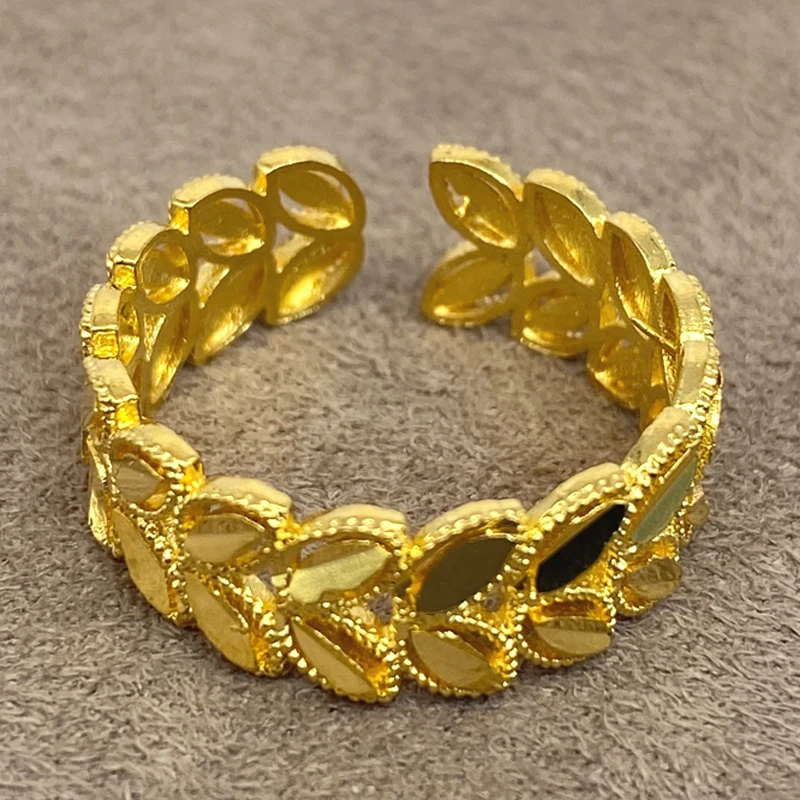 

Ethiopian 24K Gold Rings For Women Arab Nigeria Bridal Party Resizable Ring French Femme Wedding extravagant Rings Wife Gifts