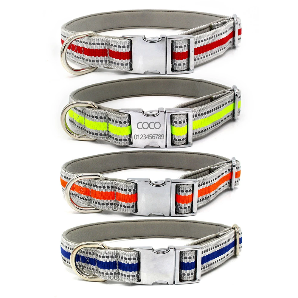

Отражающий для собак ошейники на заказ пользовательское имя идентификационные метки для маленьких, средних и больших собак питбуль бульдо...