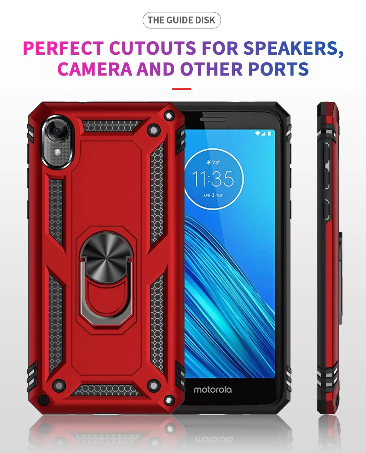 Ударопрочный чехол с подставкой для Motorola Moto E6 военный класс 360 градусов Магнитный