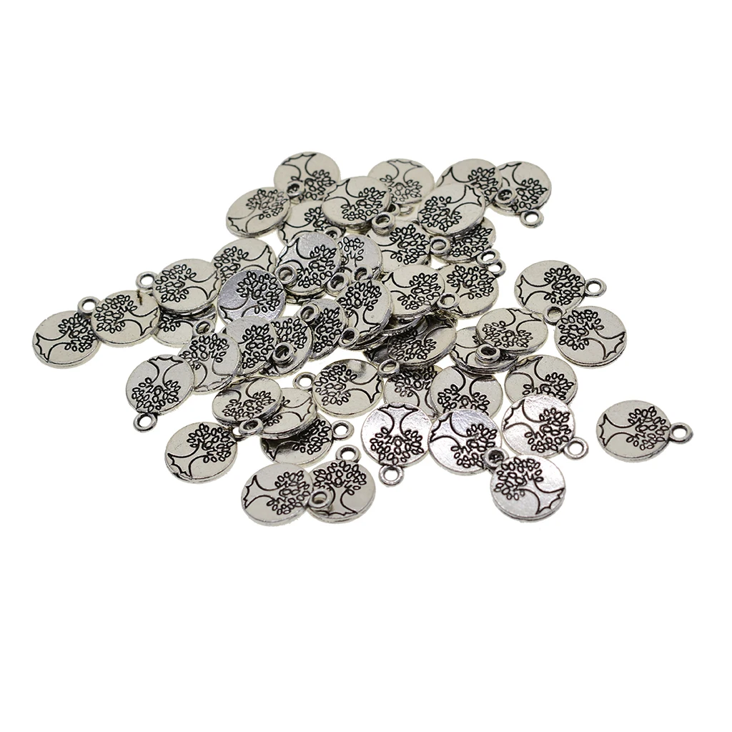 100 шт., маленькие тибетские серебряные ювелирные украшения в стиле бохо «Дерево жизни»
