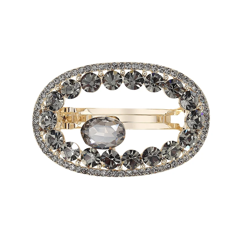 

CHIMERA Elegant Bling French Barrettes Gray Rhinestone Crystal Hair Clips Clamp Alloy Metal Hairpin for Women Hair Accessories