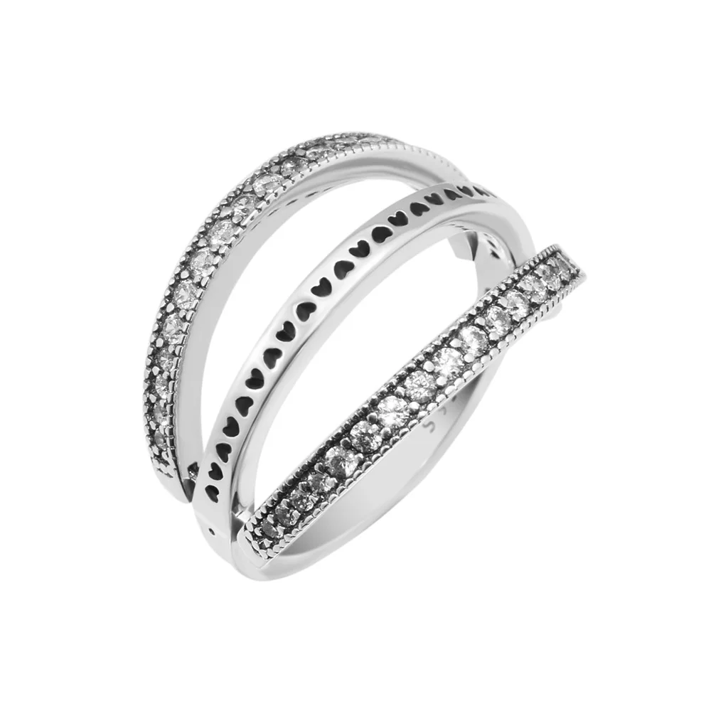 Flipping Hearts Ring Clear CZ Rings For Jewelry Making 925 Original Silver Make Up Woman Gift | Украшения и аксессуары